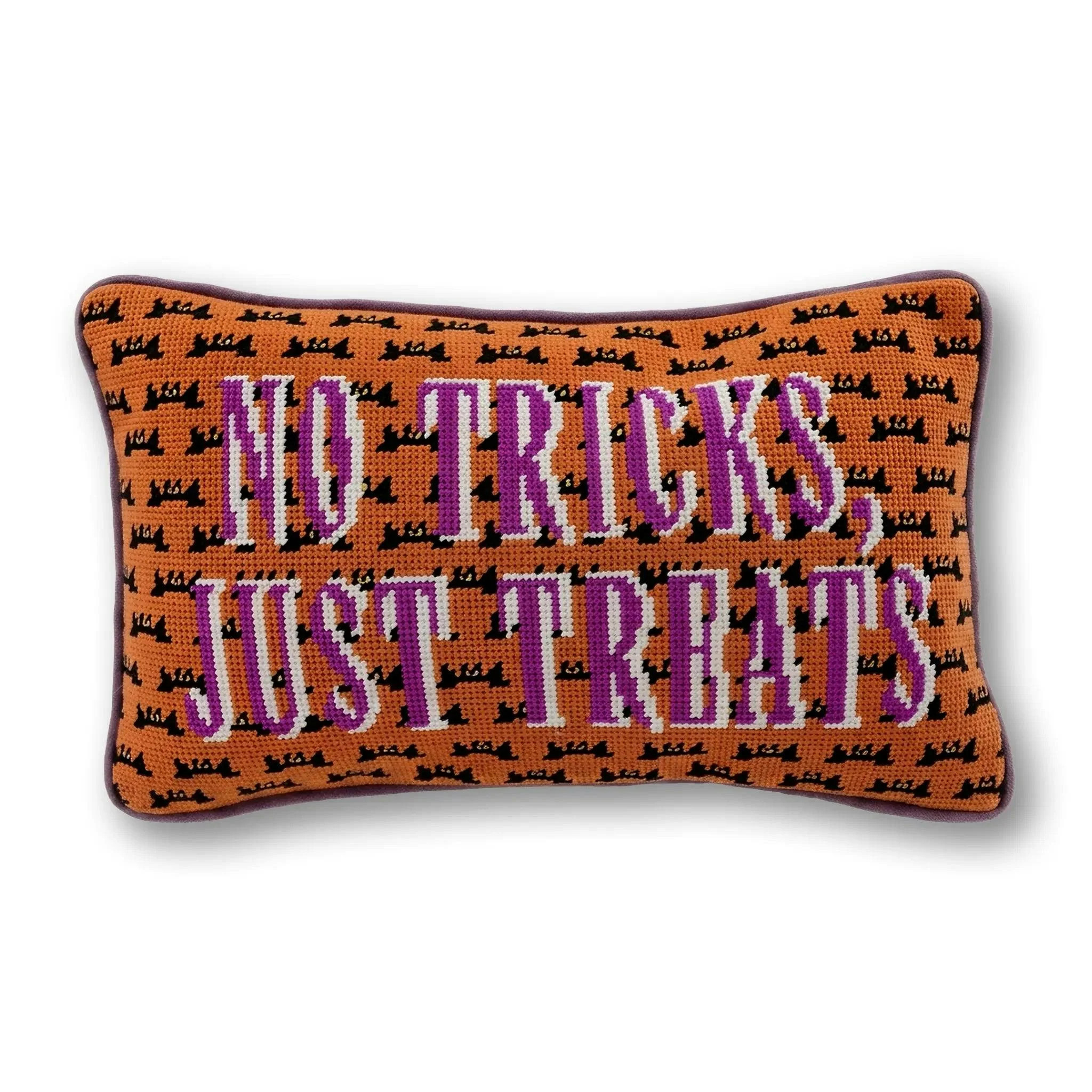 No Tricks Needlepoint Pillow | Maisonette