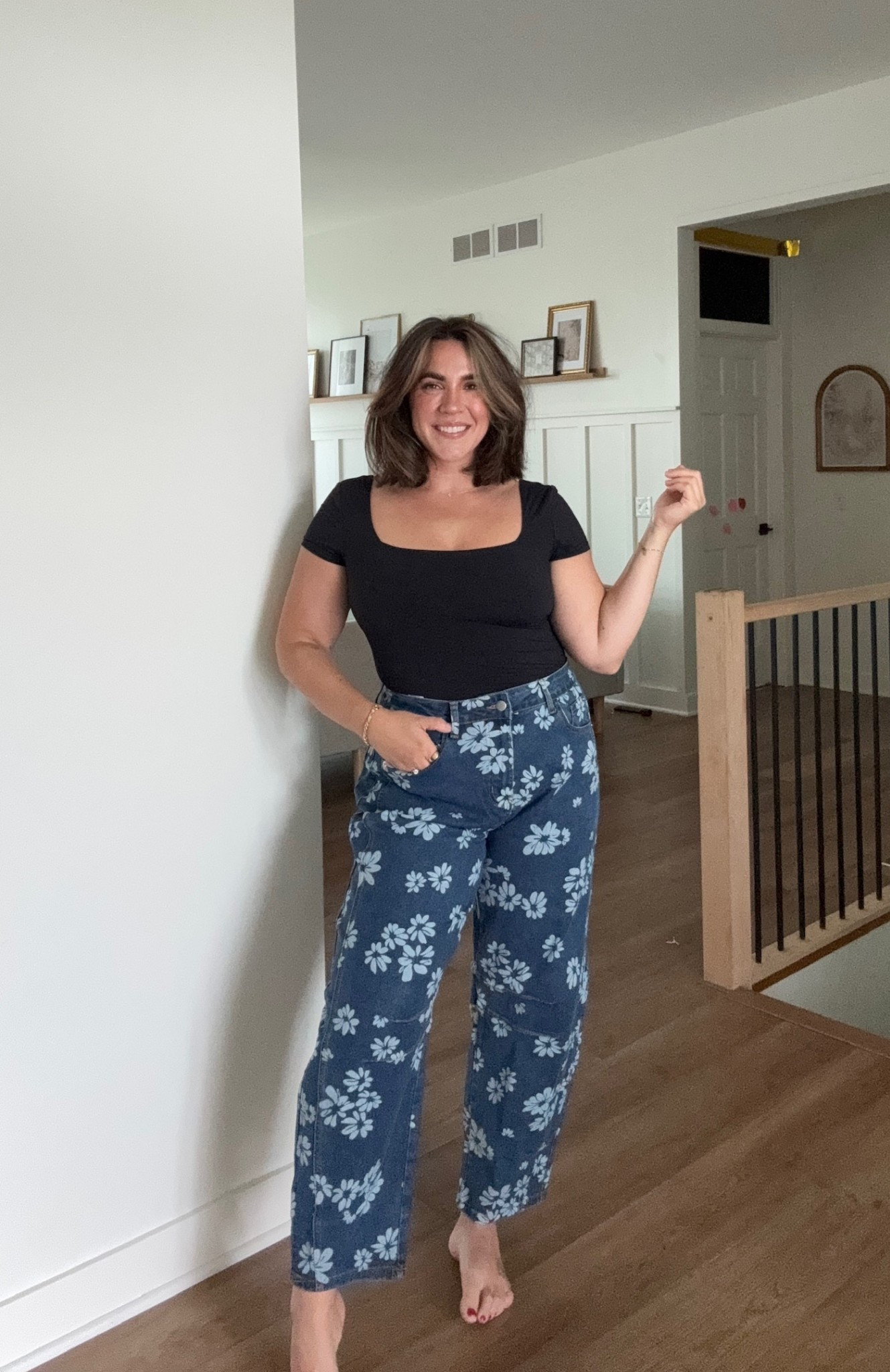 The cutest trendy floral jeans - come in a couple washes too! Slight barrel, super comfy! I did a L

#LTKMidsize #LTKootd #LTKSeasonal