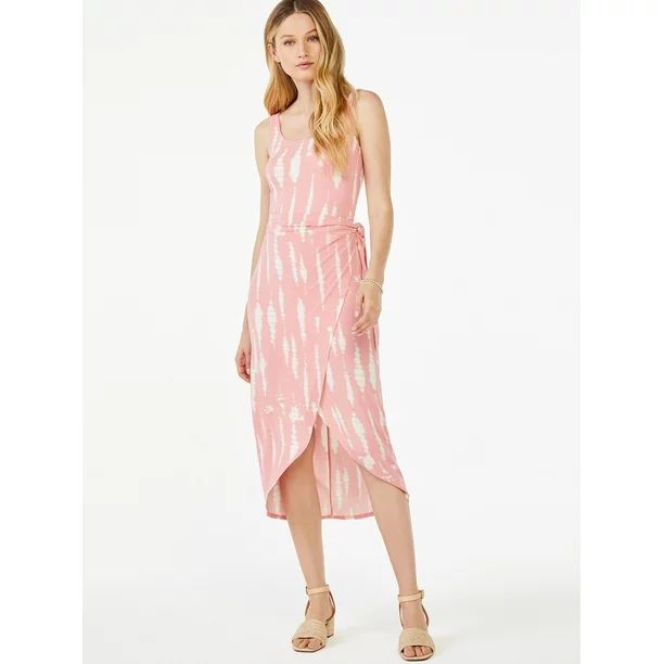 Scoop Women's Printed Sleeveless Midi Wrap Dress | Walmart (US)