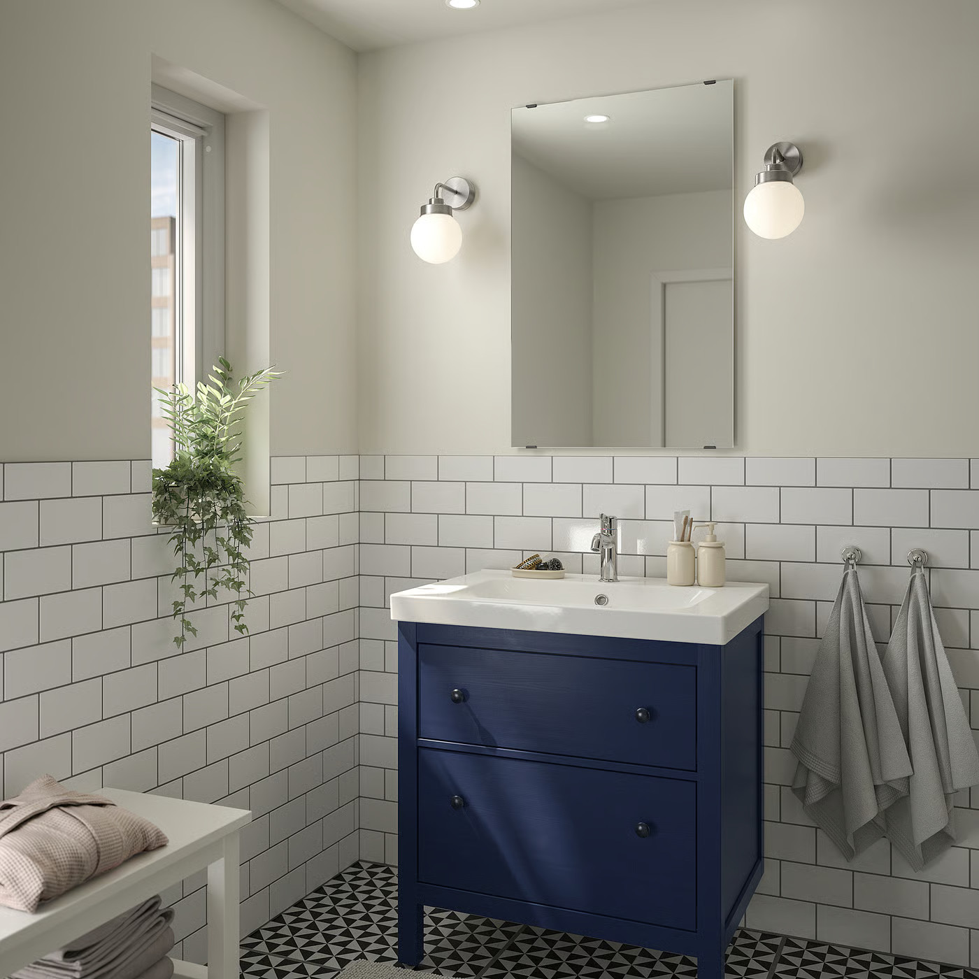 IKEA HEMNES / ORRSJÖN Bathroom vanity with sink & faucet, blue, 31x21 3/4x34 7/8 | IKEA US
