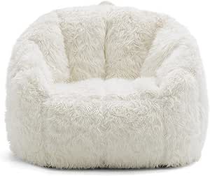 "Big Joe Milano Beanbag Chair Ivory Shag" | Amazon (US)