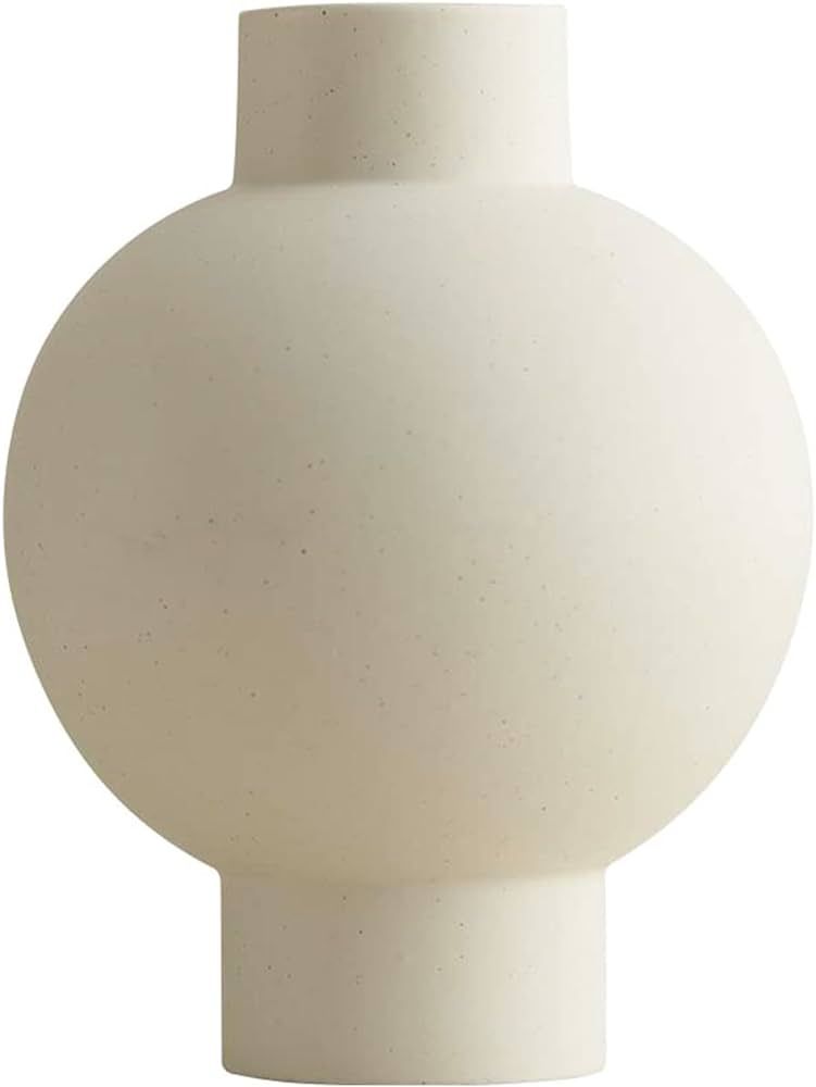 Classic Lantern Flower Vase, Round Spherical Large Capacity, 9" × 7", Matte Crème | Amazon (US)