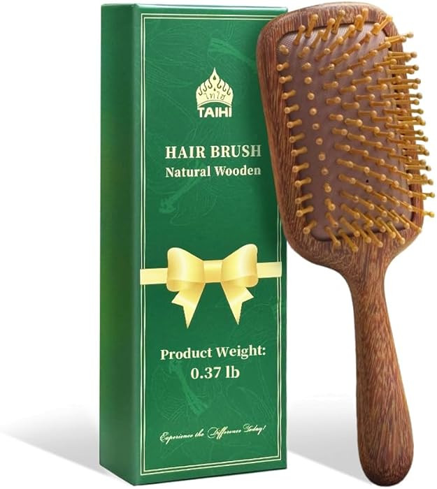 Hair Brushes for Women Men Kids Natural Green Sandalwood Wooden Hair Brush with Ergonomic Handle ... | Amazon (US)