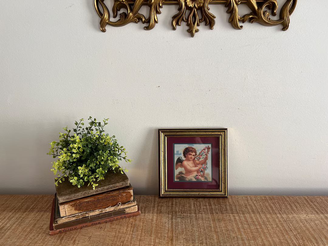 Vintage Gold Cherub with Harp picture | Etsy (US)