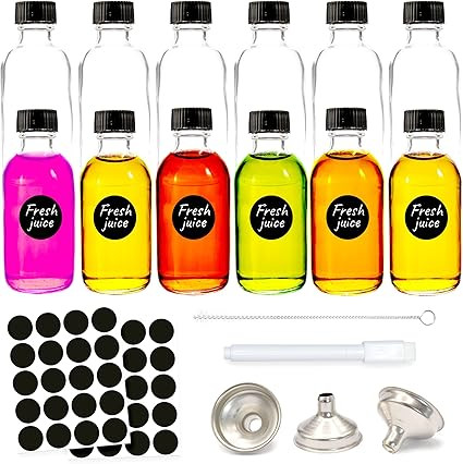 volila Ginger Shot Bottles with Lids - 12 x 60ml Miniature Alcohol Bottles for Juice, Wedding Fav... | Amazon (UK)