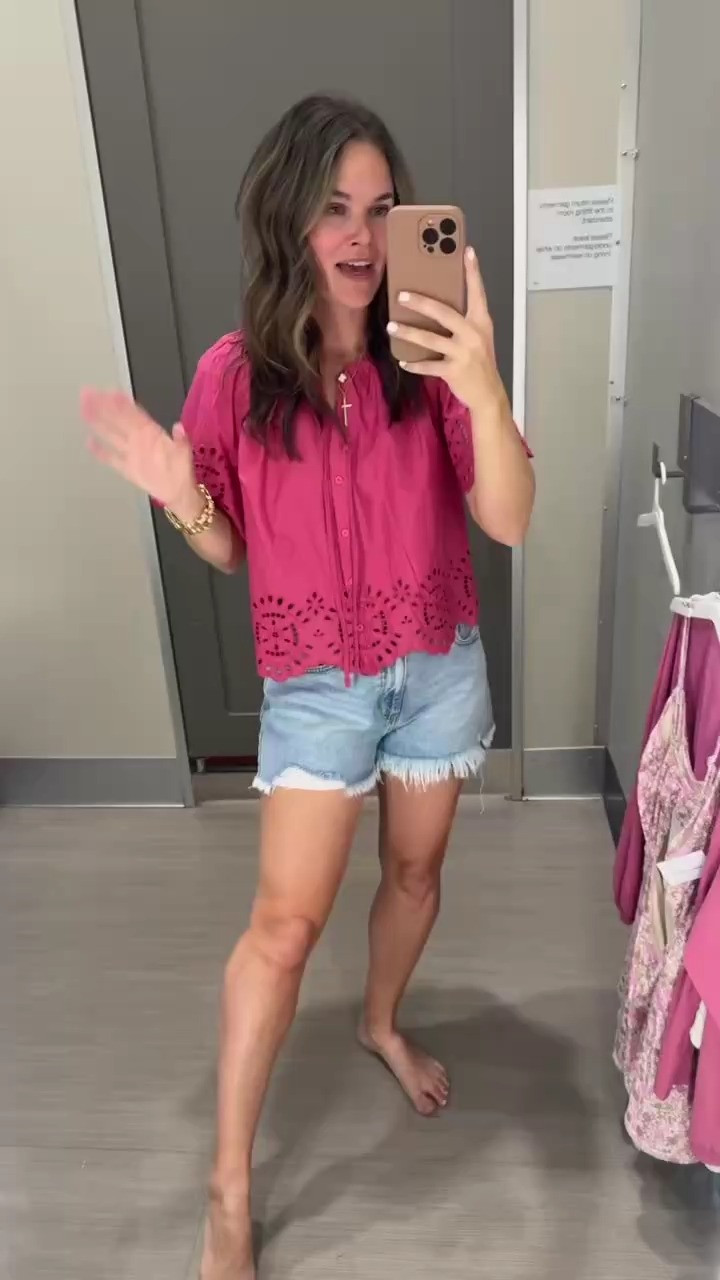 I love this outfit from Target! 🌷💕 The eyelet detail is perfect for spring & it comes in 2 other colors. Resharing my favorite shorts from Target that are only $20. 

 #LTKgrwm #LTKootd #LTKSeasonal