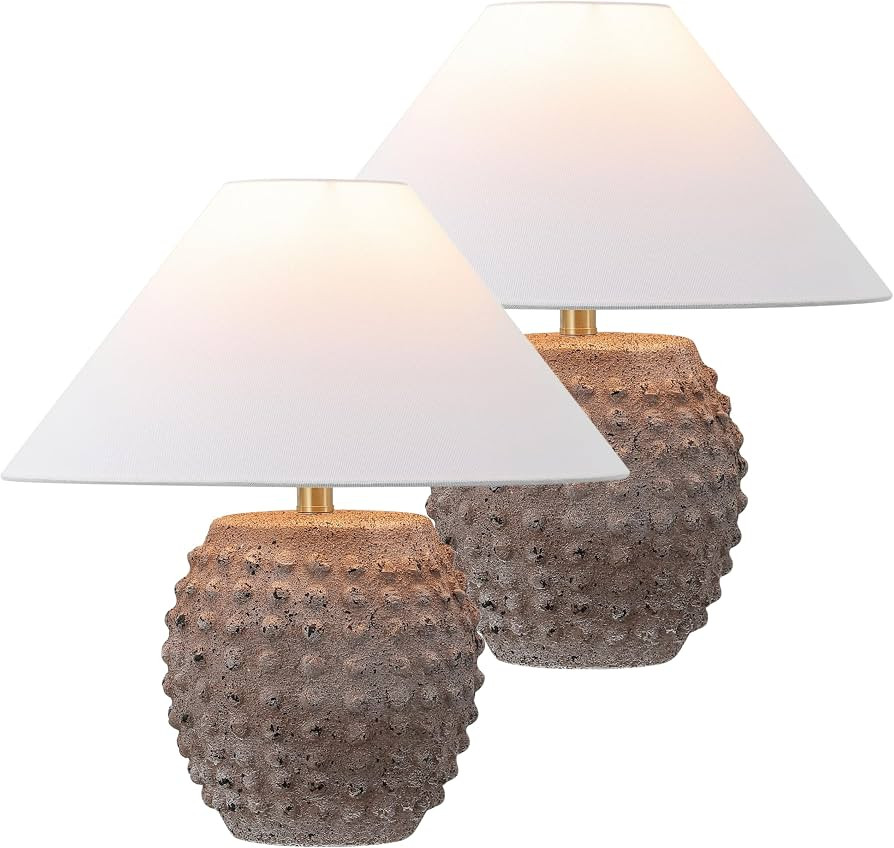 JONATHAN Y Effie 18.25" Ceramic Hobnail Table Lamp, Matte Taupe, Set of 2 | Amazon (US)