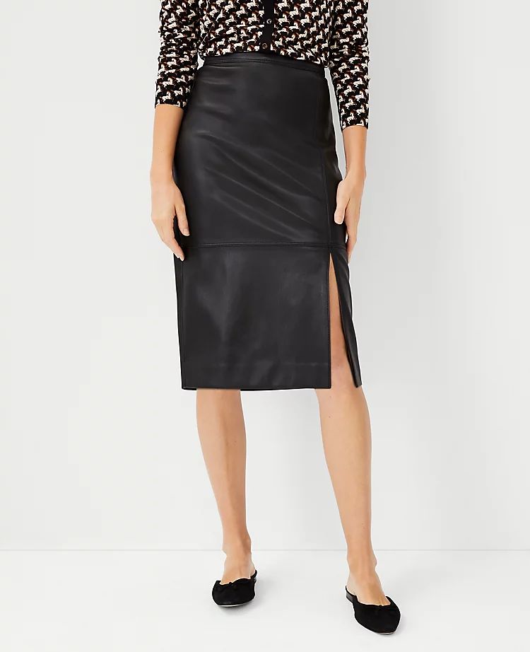 Seamed Faux Leather Pencil Skirt | Ann Taylor (US)