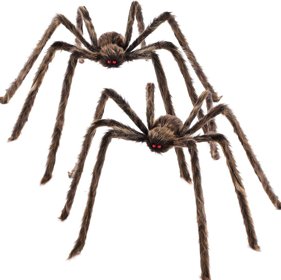 JOYIN 2 Pack 5 Ft Halloween Outdoor Decorations Hairy Brown Spider, Scary Fake Giant Large Spider... | Amazon (US)