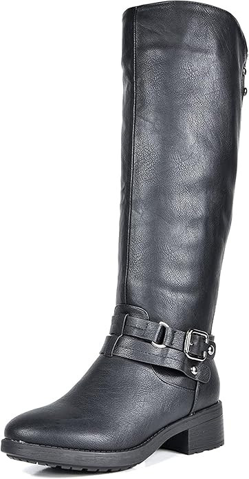 DREAM PAIRS Women's Knee High Boots, Buckle Riding Boots | Amazon (US)