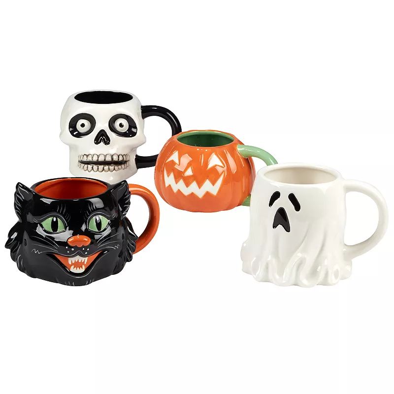 Certified International Scaredy Cat 4-pc. 3D Mug Set, Multicolor | Kohl's