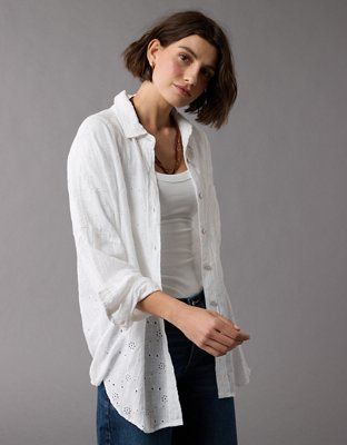AE Embroidered Go Big Shirt | American Eagle Outfitters (US & CA)