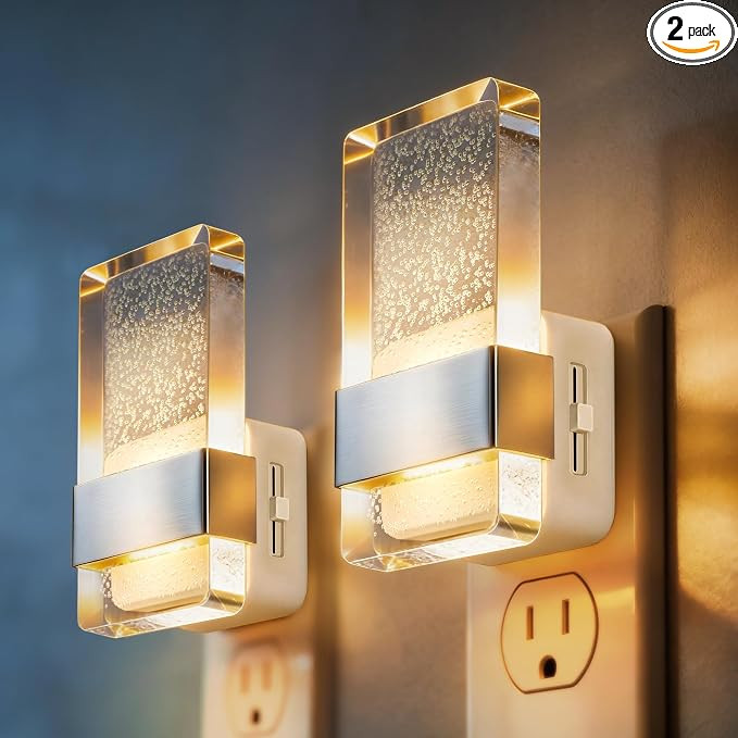 DORESshop LED Night Lights Plug into Wall [2 Pack], 0-100LM Dimmable Nightlight, Bubble Decorativ... | Amazon (US)
