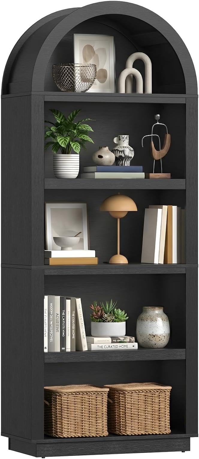 Bestier 76" Tall Arched Bookshelf, 5 Tier Arched Bookcase with Adjustable Book Shelves, Large Arc... | Amazon (US)