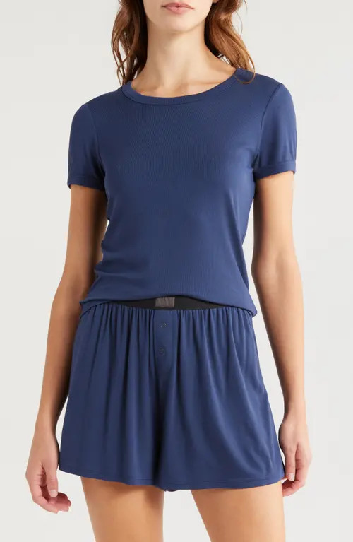 Lunya Ribbed Short Pajamas in Deep Blue at Nordstrom, Size X-Small | Nordstrom