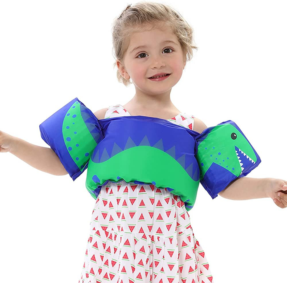 Toddler Swim Vest with Sleeves Cartoon Adjustable Strap Swimming Jacket Pool Floaties for Kids 20... | Amazon (US)