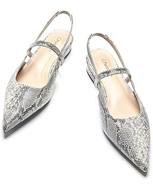 C.Paravano Women's Slingback Flats & Heels - Pointed Toe, Ankle Strap, Comfortable Leather Dress ... | Amazon (US)