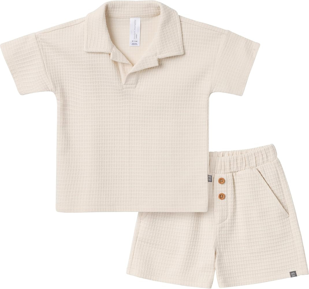 Modern Moments by Gerber Baby Boys 2-piece Johny Collar Shirt & Short Set | Amazon (US)