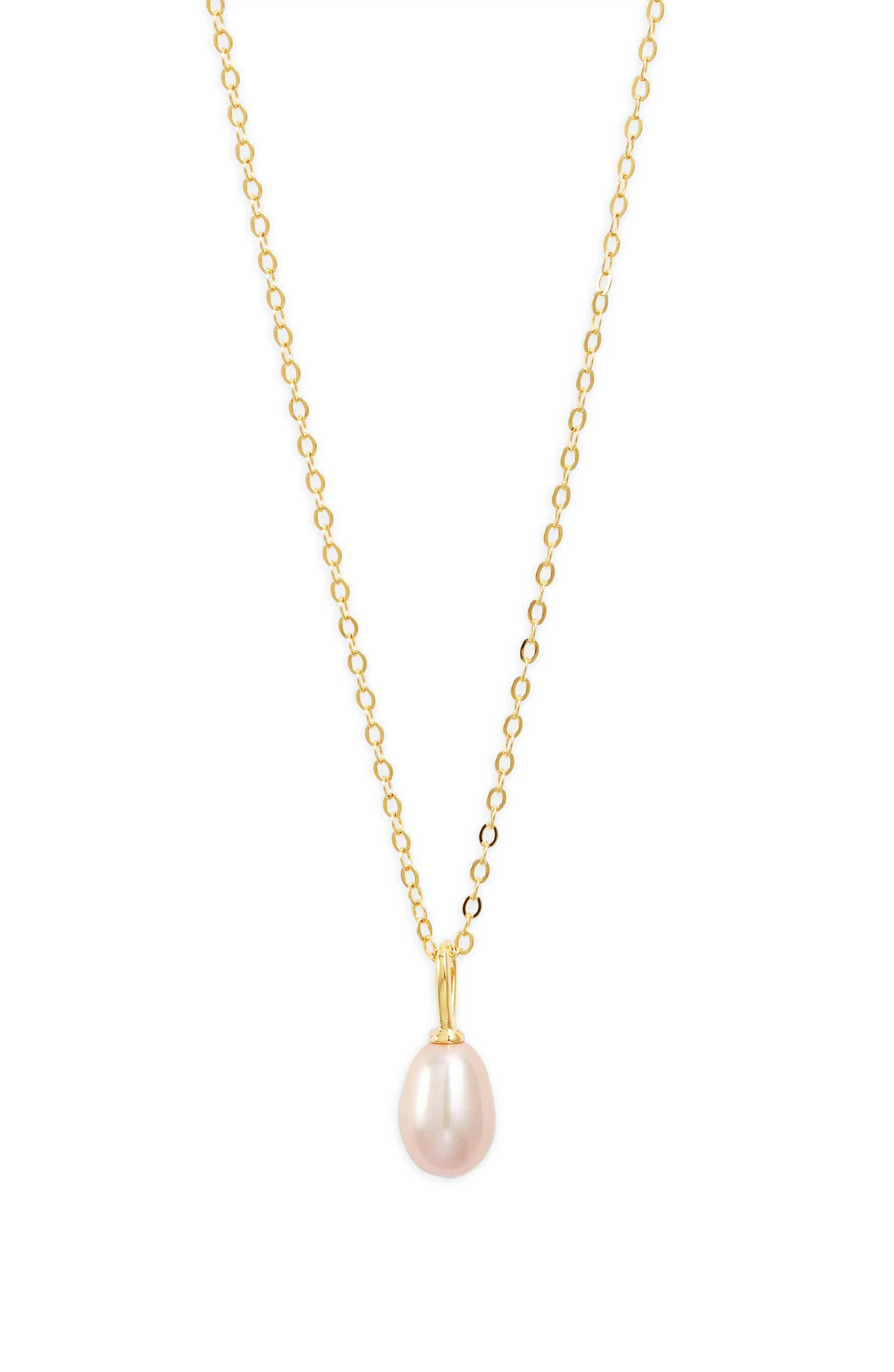 Nordstrom Demi Fine Freshwater Pearl Pendant Necklace in Blush- 14K Gold Plated at Nordstrom | Nordstrom