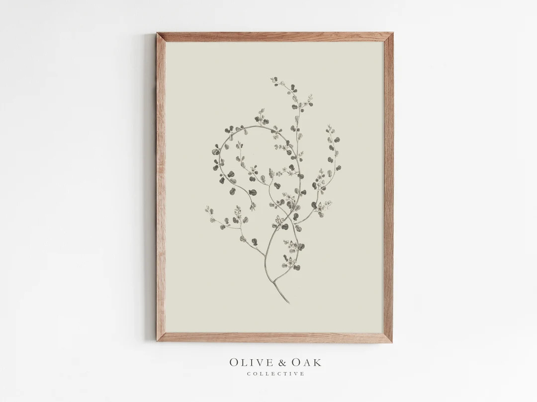 Simple Wall Art / Neutral Branch Drawing / Botanical Artwork PRINTABLE / Downloadable Flower Prin... | Etsy (US)