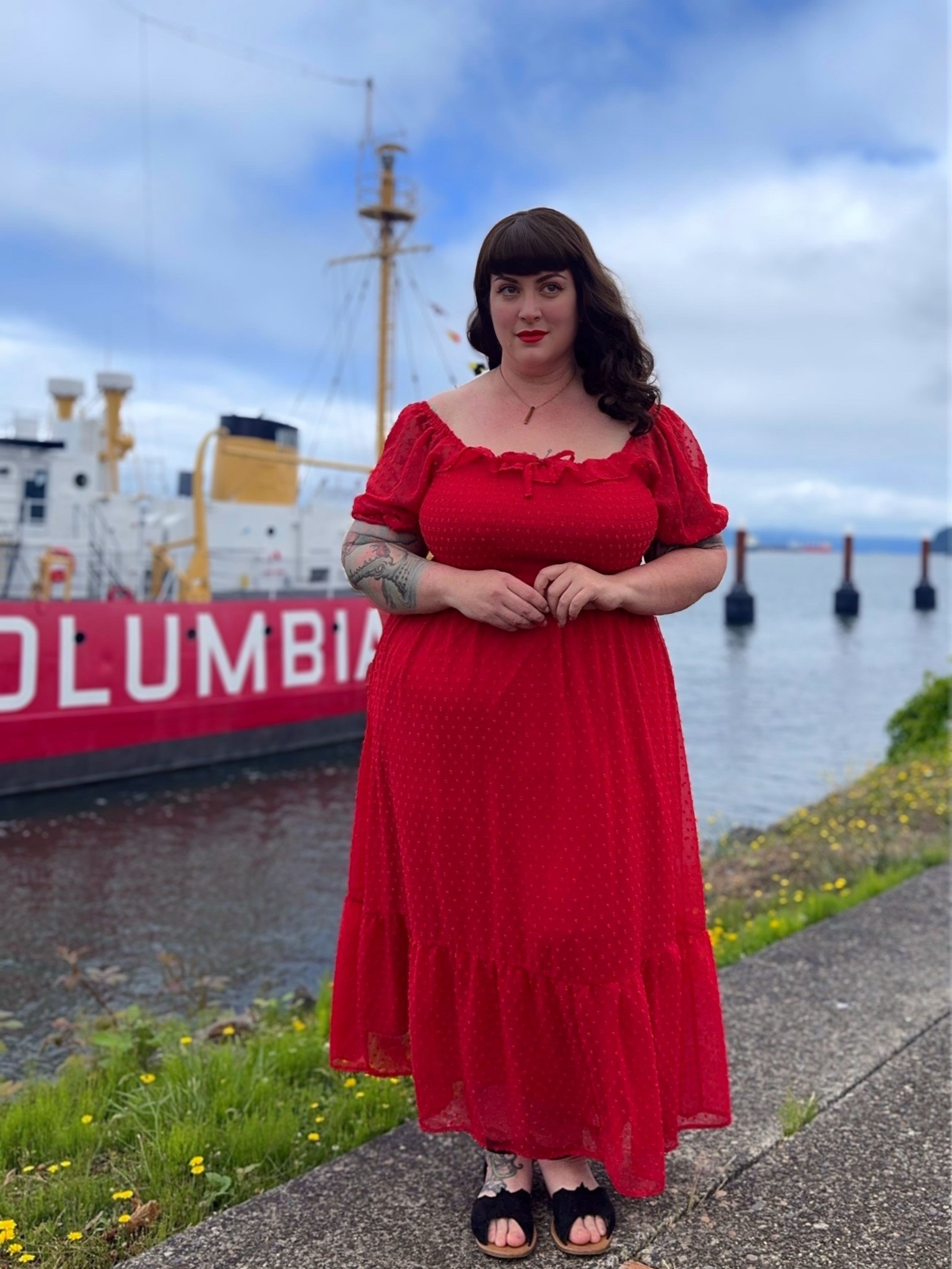 Red maxi dress with Swiss dot chiffon overlay

#LTKFindsUnder50 #LTKOver40 #LTKPlusSize