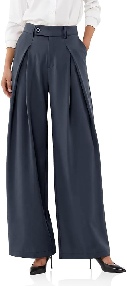 Cicy Bell Womens Wide Leg Dressy Pants Pleated High Waisted Trousers | Amazon (US)
