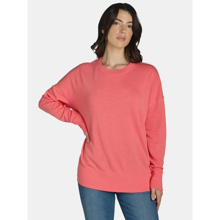 Time and Tru Women's Crewneck Sweatshirt with High-Low Hem, Sizes XS -4X | Walmart (US)