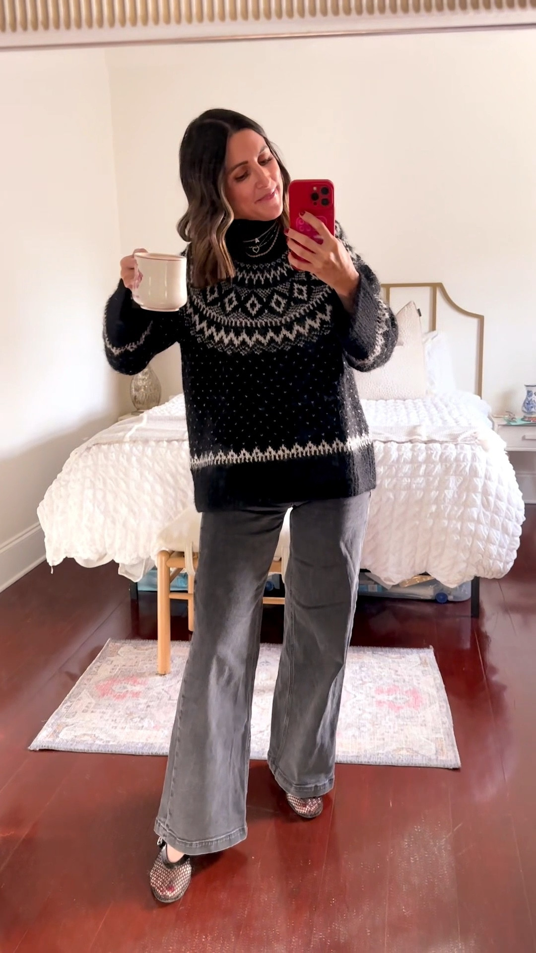 Love this cozy sweater. Gap jeans - fit is amazing! TTS (I’m 5’4” for length reference). 

Love my mesh flats. Fit TTS  

#LTKOver40 #LTKmomlife #LTKFindsUnder100