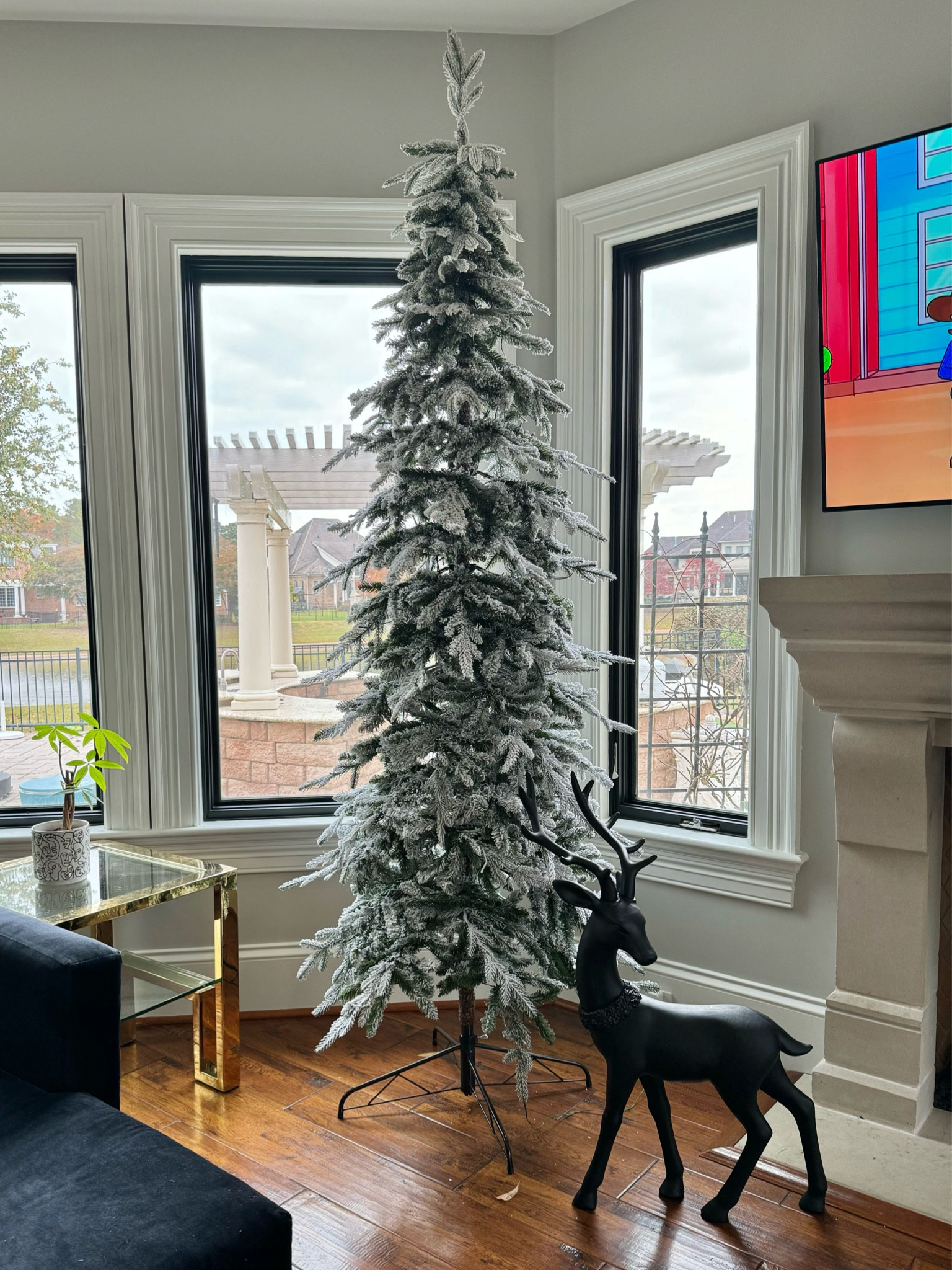 Slim flocked Christmas tree that’s ideal for small spaces. It’s pre-lit with a layered freshly fallen snow look making it perfect, even without decor. 

#LTKHoliday