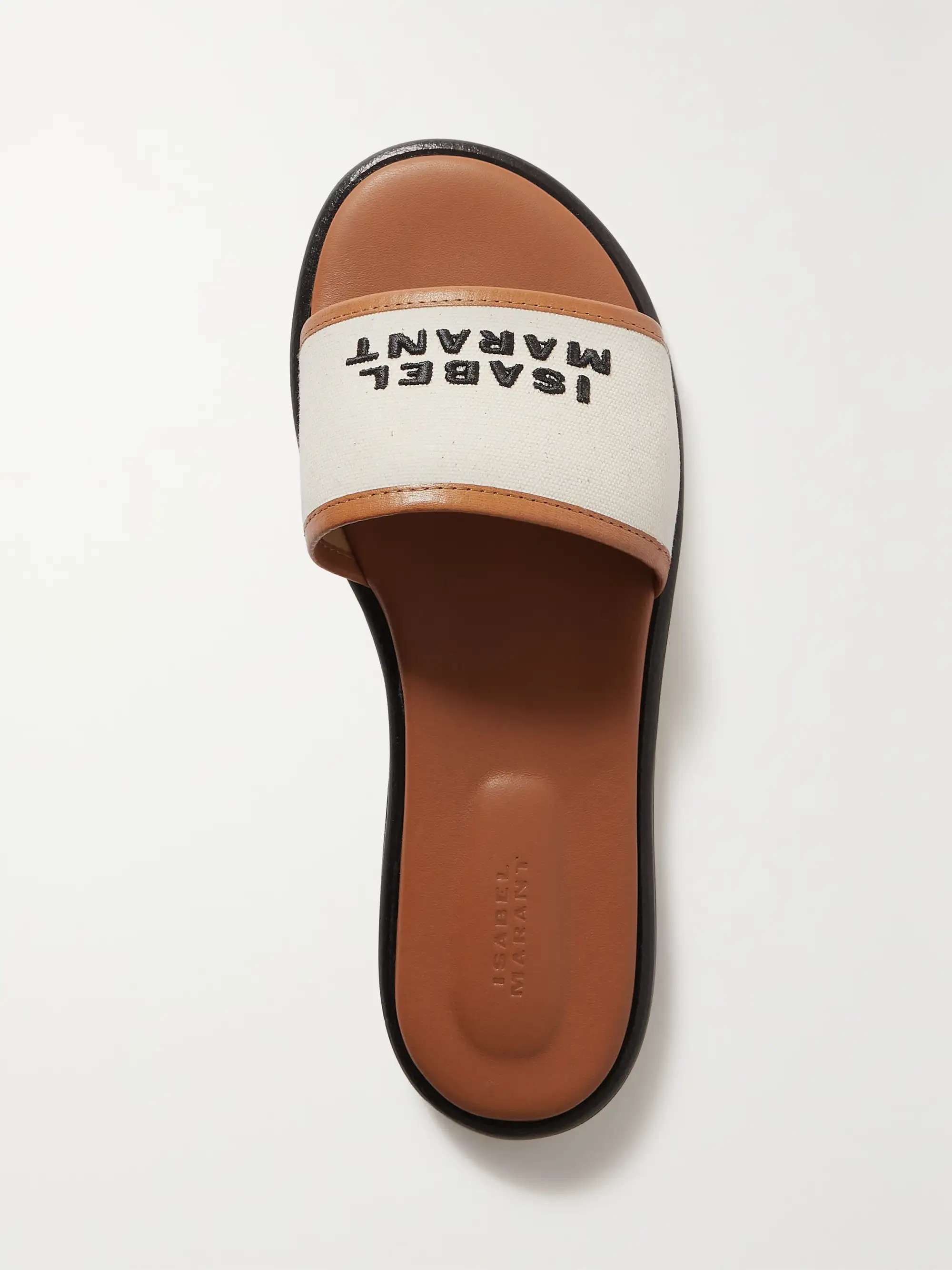 Vikee logo-embroidered canvas and leather slides | NET-A-PORTER (US)