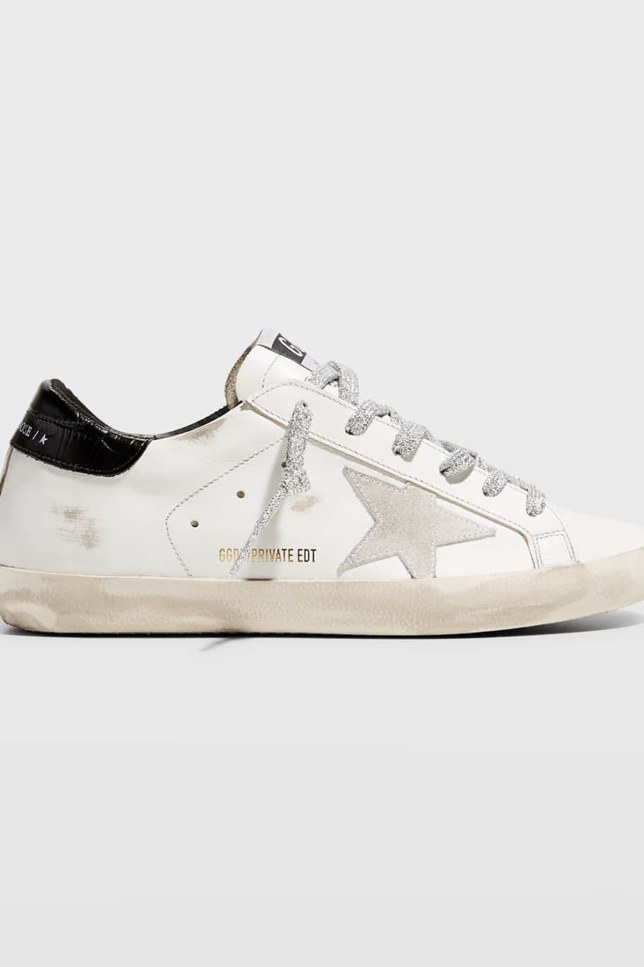 Golden Goose Superstar Leather Glitter Low-Top Sneakers | Neiman Marcus