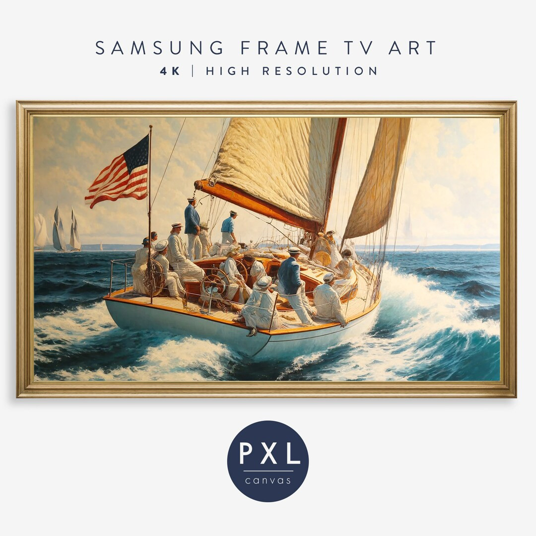 Samsung Frame TV Art Summer | Frame TV Art Nautical | Ocean Oil Painting Frame TV Art | July 4th ... | Etsy (US)