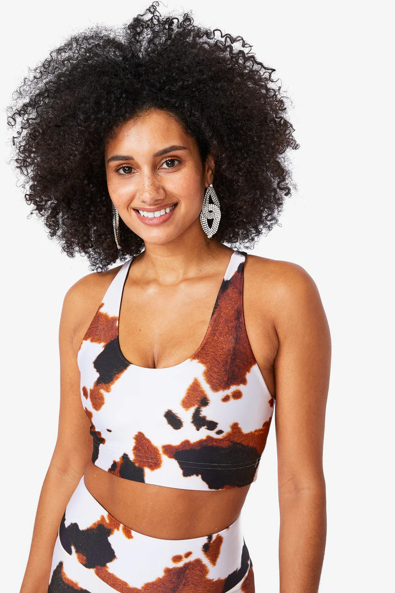 Pretty in Pinto Hi-Shine Sports Bra
  
  
    $65.00
    
  
  
  or 4 interest-free installments... | Terez