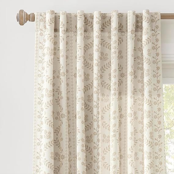 Lush Decor Doreen Delicate Floral Window Curtain Panel Pair, 52" W x 84" L, Neutral | Amazon (US)
