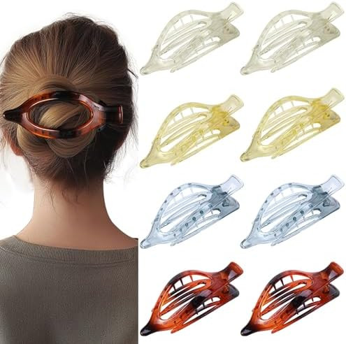 8 Pack Clear Flat Hair Clips – Matte Claw Clips for Women & Girls, Fresh Aesthetic Hair Accesso... | Amazon (US)
