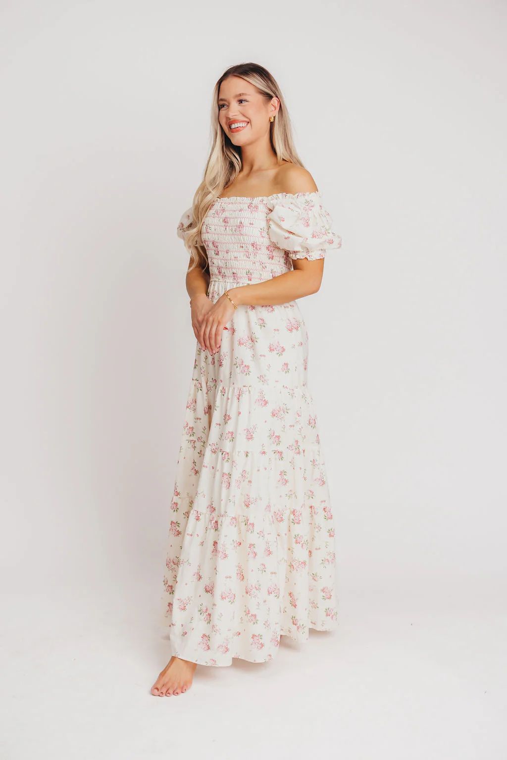 Harper Worth Maxi Dress in Ivory/Pink Floral - Inclusive Sizing (S-3XL | Worth Collective