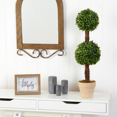 28" Boxwood Double Ball Topiary Artificial Tree (Indoor/Outdoor), Green | Ashley Homestore