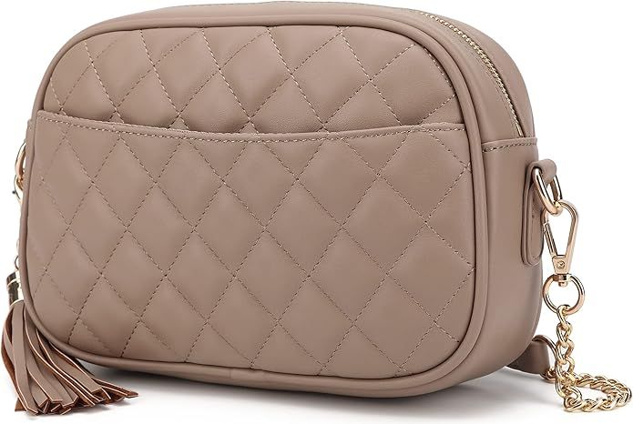 lola mae Quilted Crossbody Bag, Medium Lightweight Shoulder Purse Top Zipper Tassel Accent | Amazon (US)