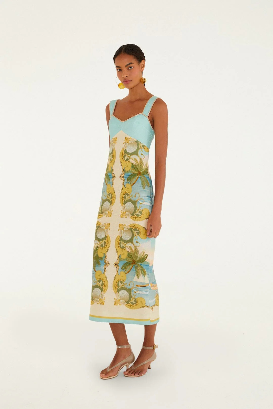 Multicolor Royal Sea Euroflax Premium Linen Maxi Dress | FARM Rio | FarmRio (US)