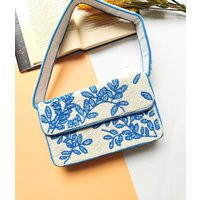 Beaded Shoulder Bag, Blue Leaves Gift, Dupe Party Evening Bridal Handmade Himalaya | Etsy (US)