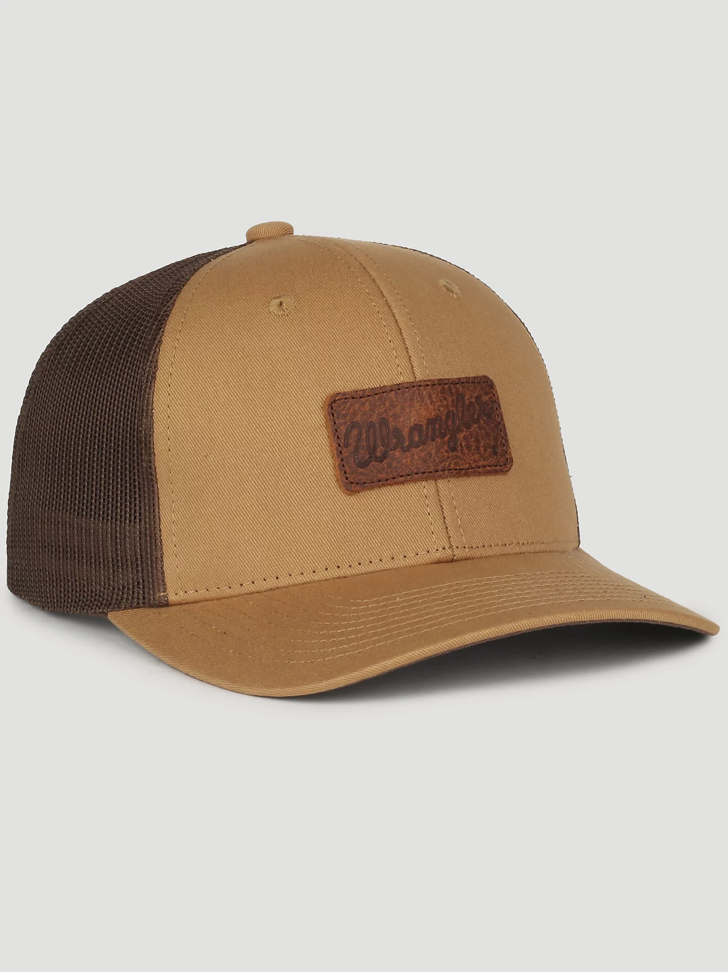 Wrangler Leather Patch Baseball Cap in Brown | Wrangler