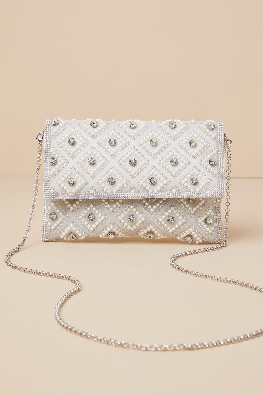 Sparkly Passion Silver Rhinestone Pearl Clutch | Lulus