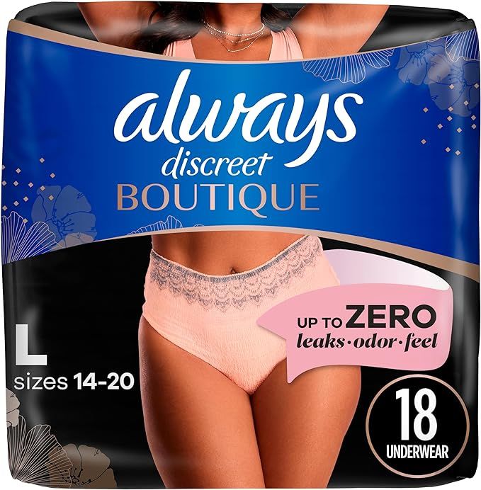 Always Discreet Boutique Adult Incontinence & Postpartum Underwear for Women, Maximum Protection,... | Amazon (US)