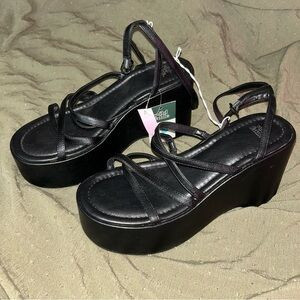 black strappy platform sandals with a 4 inch heel | Poshmark