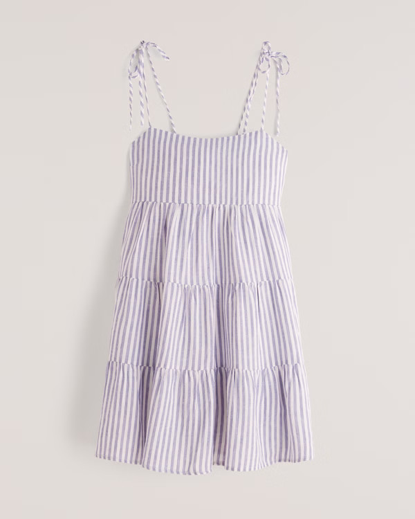 Tie-Strap Tiered Mini Dress | Abercrombie & Fitch (UK)