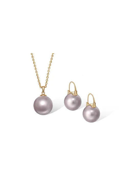 RC RETRO CHIC Retro Pearl Necklace & Earrings Set in Pink at Nordstrom | Nordstrom