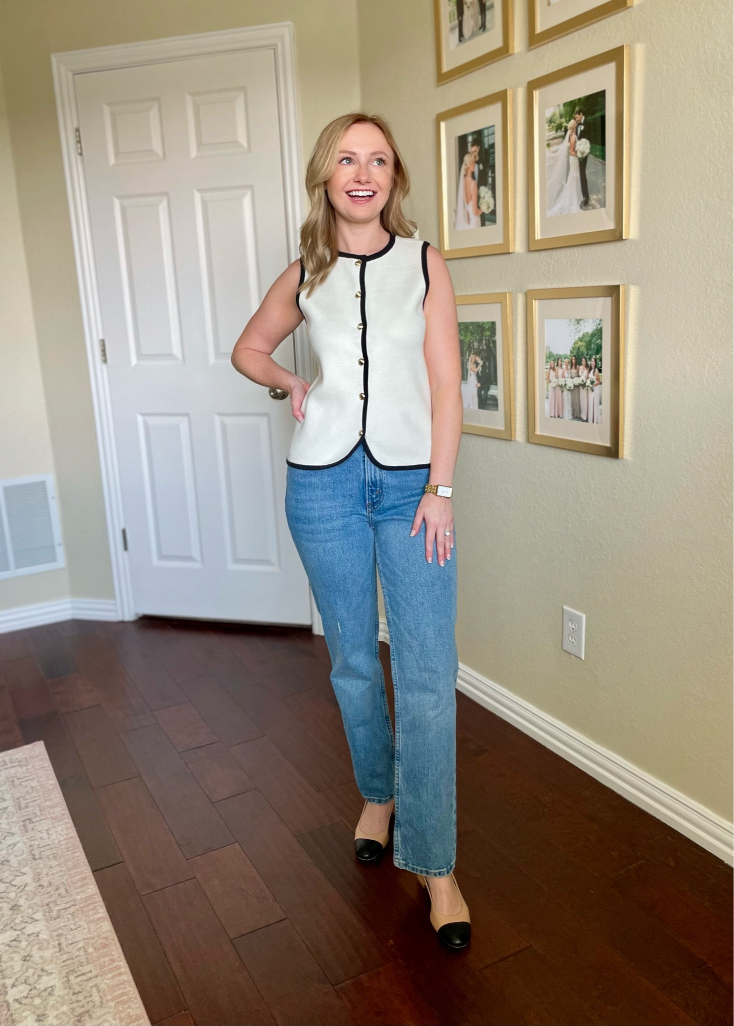 Wearing an XS in top and 26S in jeans | vest, knit vest, straight jeans, fall outfit 

#LTKSeasonal #LTKStyleTip #LTKFallSale