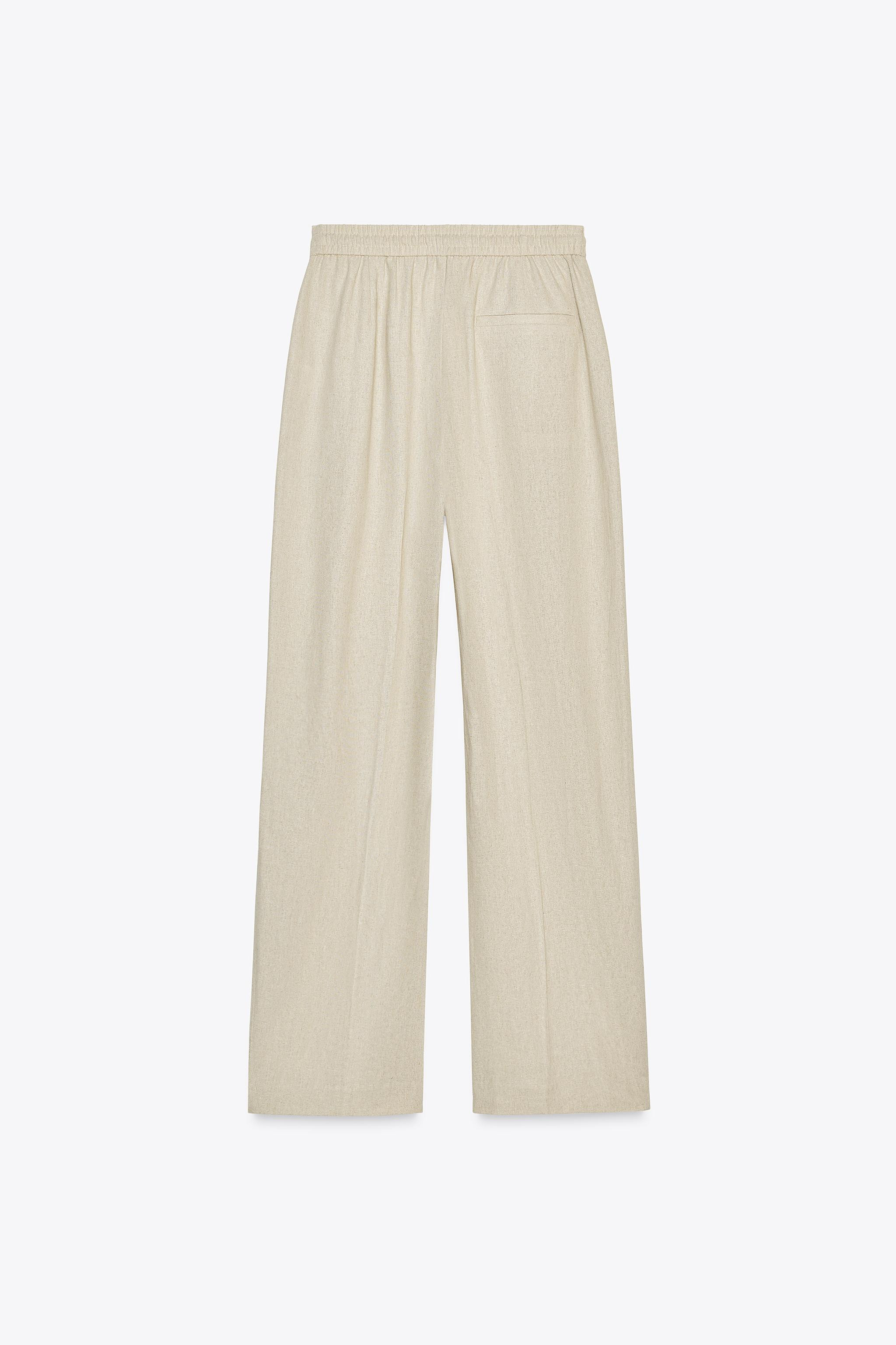 LINEN BLEND STRAIGHT PANTS | Zara US
