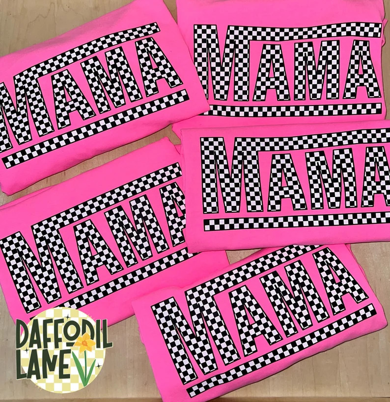 Mama Retro Vans Checker Comfort Colors Shirt- Neon Pink or Black - Etsy | Etsy (US)