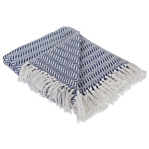 DII Modern Farmhouse Cotton Herringbone Blanket Throw with Fringe for Chair, Couch, Picnic, Camping, Beach, & Everyday Use, 50 x 60 - French Blue | Amazon (US)